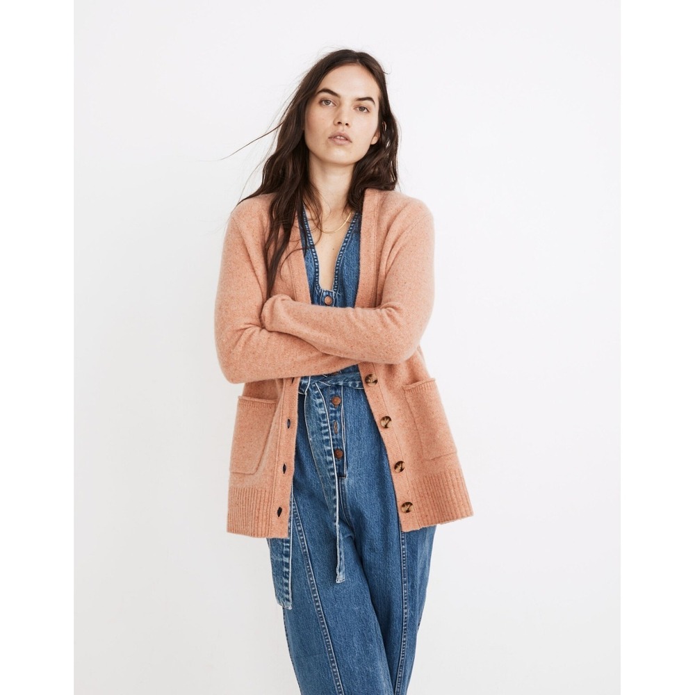 Madewell Merino Maysfield Cardigan Womens Small Donegal Peach Sweater Wool Loose